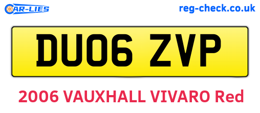 DU06ZVP are the vehicle registration plates.