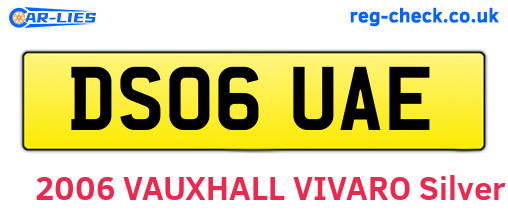 DS06UAE are the vehicle registration plates.
