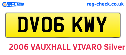 DV06KWY are the vehicle registration plates.