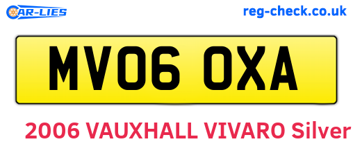MV06OXA are the vehicle registration plates.