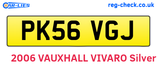 PK56VGJ are the vehicle registration plates.
