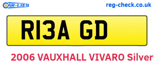 R13AGD are the vehicle registration plates.