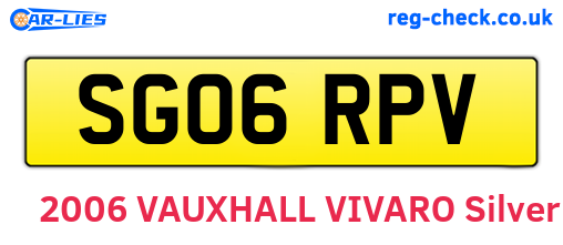 SG06RPV are the vehicle registration plates.