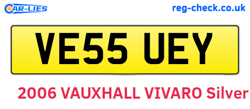 VE55UEY are the vehicle registration plates.