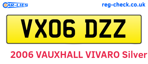 VX06DZZ are the vehicle registration plates.