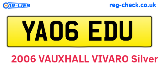 YA06EDU are the vehicle registration plates.