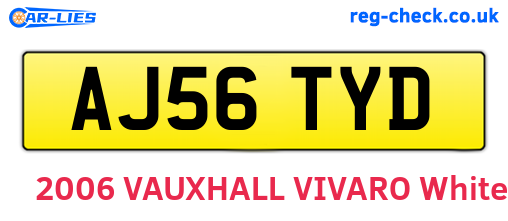 AJ56TYD are the vehicle registration plates.
