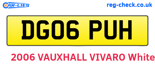 DG06PUH are the vehicle registration plates.