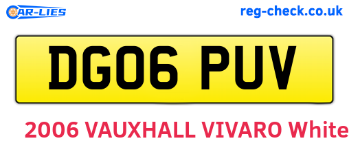 DG06PUV are the vehicle registration plates.