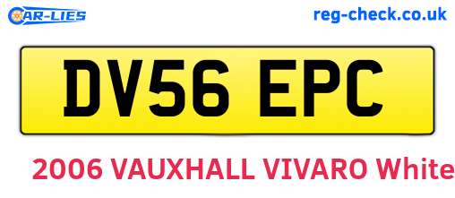 DV56EPC are the vehicle registration plates.