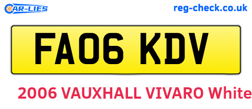 FA06KDV are the vehicle registration plates.