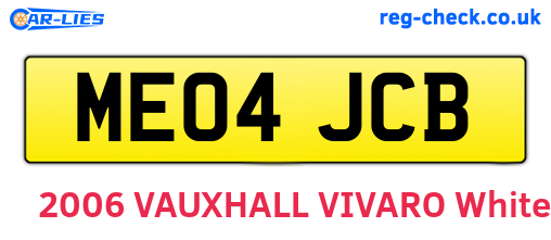 ME04JCB are the vehicle registration plates.