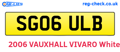 SG06ULB are the vehicle registration plates.