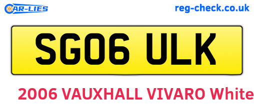 SG06ULK are the vehicle registration plates.
