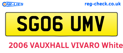 SG06UMV are the vehicle registration plates.
