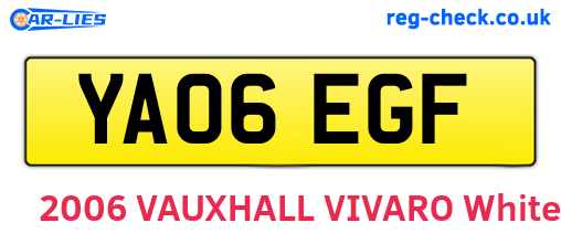 YA06EGF are the vehicle registration plates.