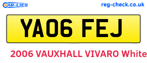 YA06FEJ are the vehicle registration plates.
