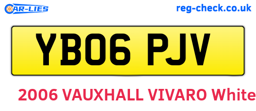 YB06PJV are the vehicle registration plates.