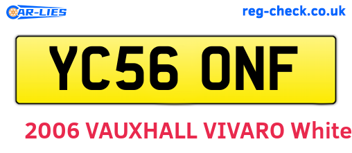 YC56ONF are the vehicle registration plates.