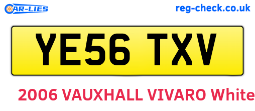 YE56TXV are the vehicle registration plates.