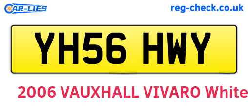 YH56HWY are the vehicle registration plates.