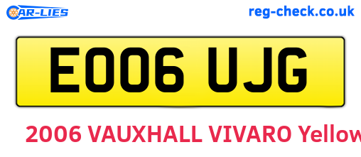 EO06UJG are the vehicle registration plates.