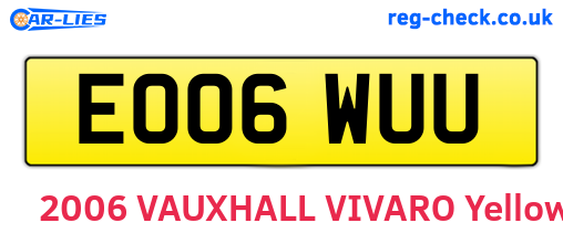 EO06WUU are the vehicle registration plates.