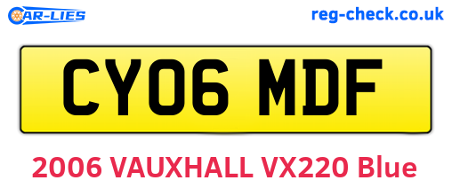 CY06MDF are the vehicle registration plates.
