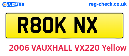 R80KNX are the vehicle registration plates.