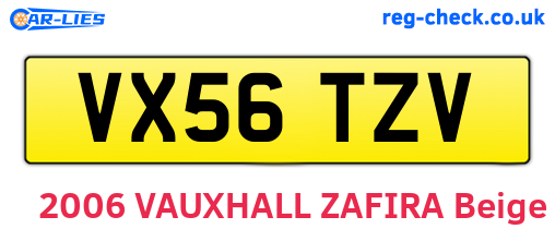 VX56TZV are the vehicle registration plates.