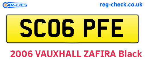 SC06PFE are the vehicle registration plates.