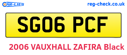 SG06PCF are the vehicle registration plates.