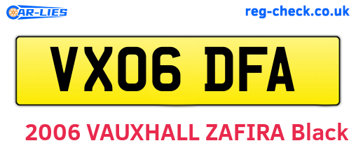 VX06DFA are the vehicle registration plates.