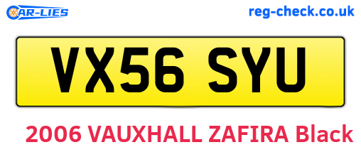 VX56SYU are the vehicle registration plates.