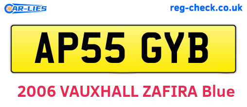 AP55GYB are the vehicle registration plates.