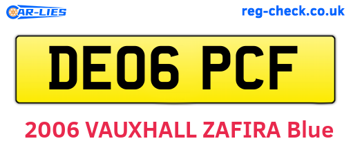 DE06PCF are the vehicle registration plates.