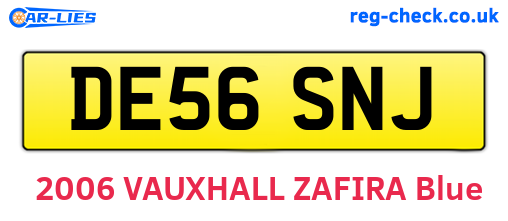 DE56SNJ are the vehicle registration plates.