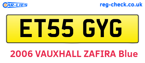 ET55GYG are the vehicle registration plates.