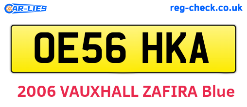 OE56HKA are the vehicle registration plates.