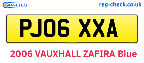 PJ06XXA are the vehicle registration plates.