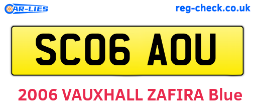 SC06AOU are the vehicle registration plates.