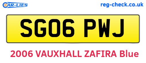 SG06PWJ are the vehicle registration plates.