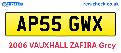 AP55GWX are the vehicle registration plates.