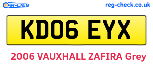 KD06EYX are the vehicle registration plates.
