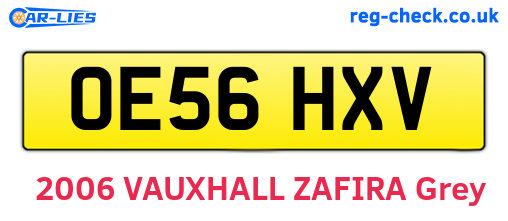 OE56HXV are the vehicle registration plates.