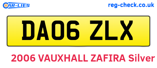 DA06ZLX are the vehicle registration plates.