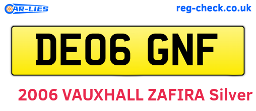 DE06GNF are the vehicle registration plates.