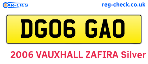 DG06GAO are the vehicle registration plates.