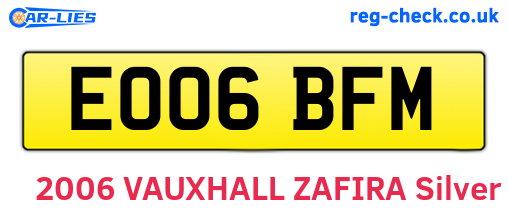 EO06BFM are the vehicle registration plates.