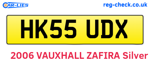 HK55UDX are the vehicle registration plates.